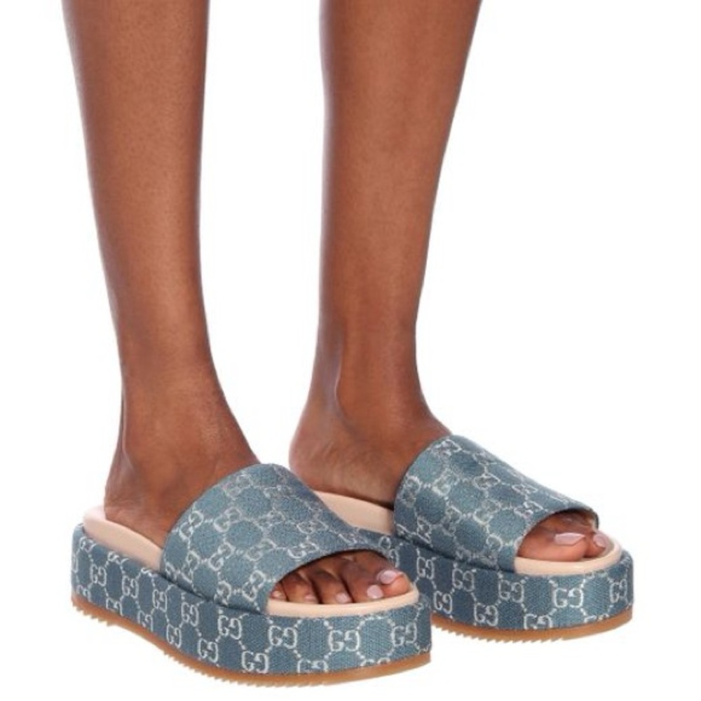 Gucci Denim Blue Platform Sandals - Picture 5 of 5